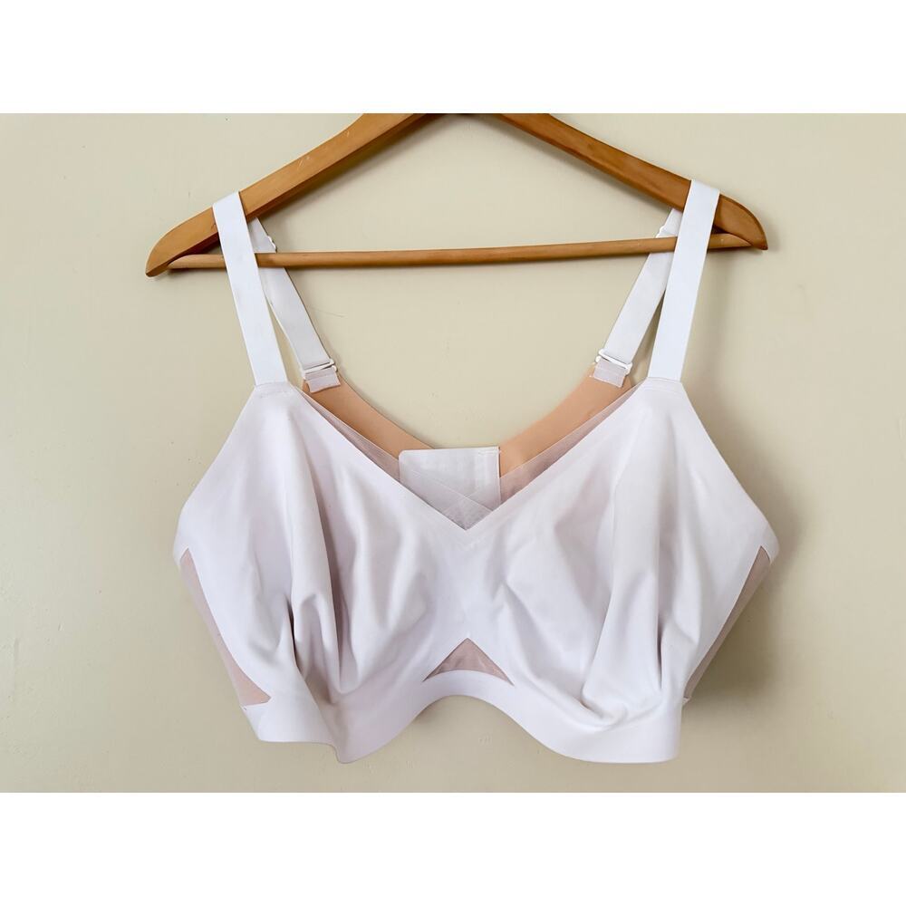 HONEYLOVE Women's LiftWear CrossOver Bra 2X White Adjustable Full Coverage